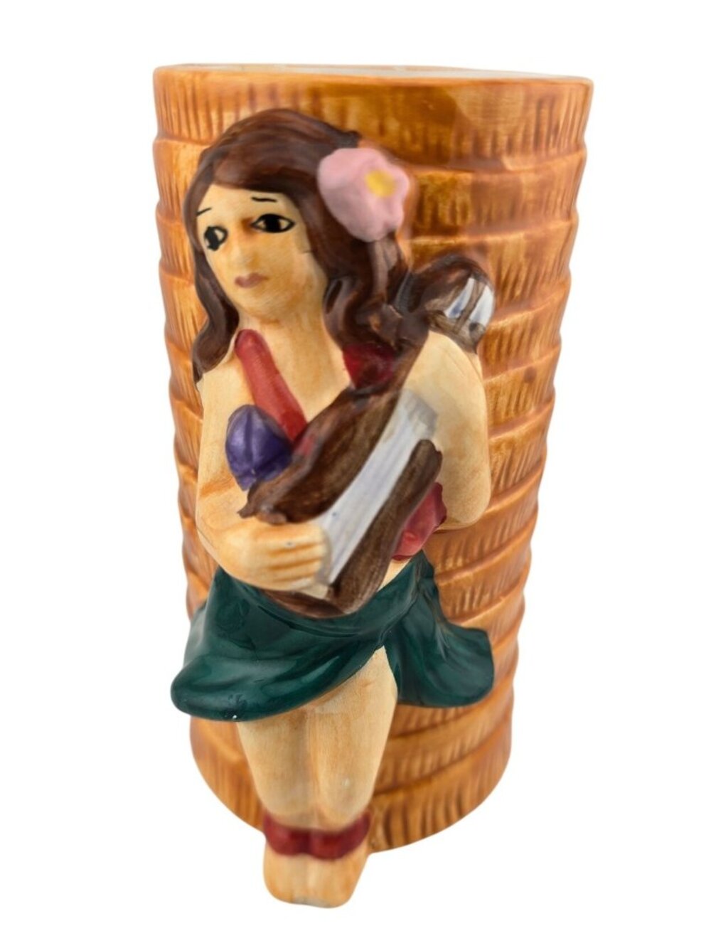 Vintage Ceramic Tiki Mug  Polynesian Girl Hawaii Vacation 5" Tall
